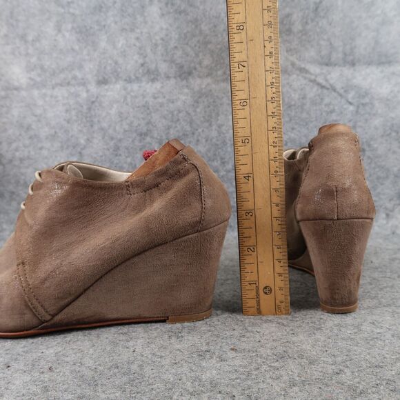AGL Shoes Womens 38 Booties Fashion Wedge Desert Chukka Leather Lace Up Brown - Picture 6 of 15